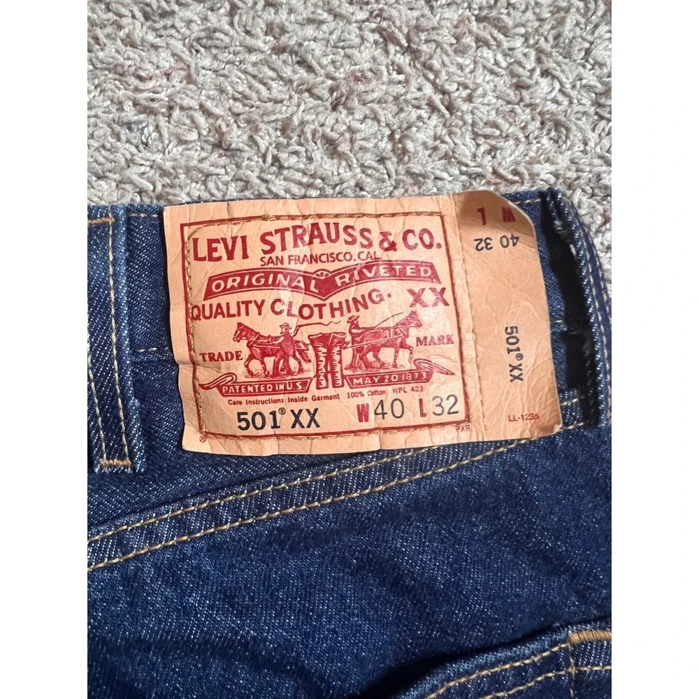 Vintage Levis 501 XX Mens Straight Leg Jeans Blue Indigo Denim W40 L32 Cotton